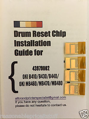 Chip de reinicio de tambor Peel &amp; Stick para OKI B410 B430 B440 MB460 MB470 MB480 N DN [B4H0